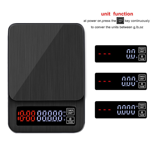 Digital minivekt 10 kg / 1 g elektrisk lomme i gram med bakgrunnsbelyst LCD-skjerm Black