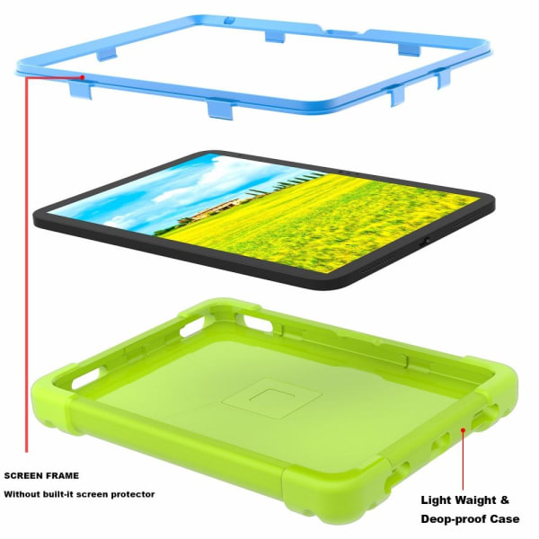 Til iPad 10.9 (2022) 360-graders rotationsstativ-tabletcover Anti-faldbeskyttelse Green