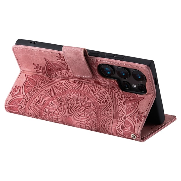 För Samsung Galaxy S25 Ultra plånboksfodral Fodral Skal Mandala blommönster Rosa