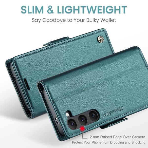 CASEME Retro Lompakkokotelo Samsung Galaxy S25 Green