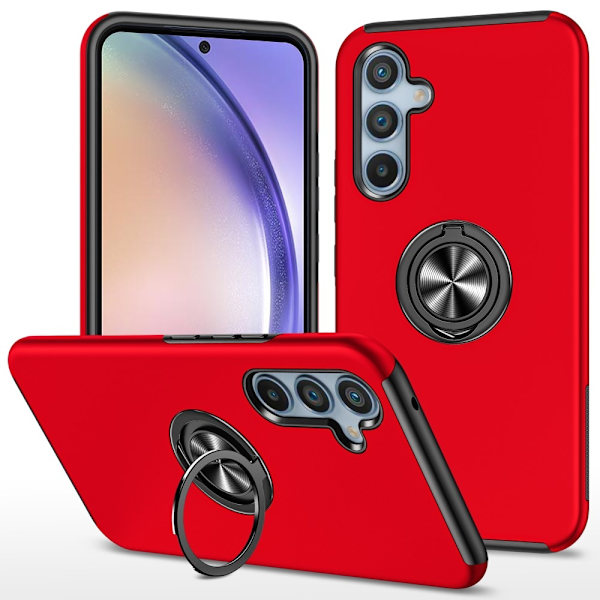 Samsung Galaxy A55 Finger Ring Kickstand Hybrid Case Red