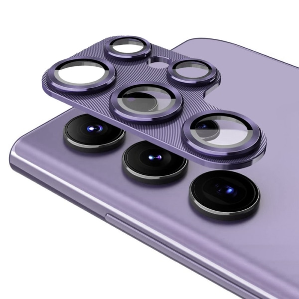 ENKAY For Samsung Galaxy S24 Ultra Camera Lens Protector Aluminium Alloy + Tempered Glass Purple