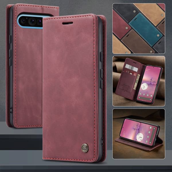 CASEME För Google Pixel 10 Pro XL Fodral Stativ Telefonfodral Röd