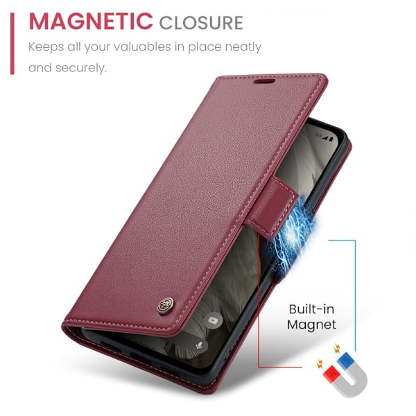 CASEME Retro Lompakkokotelo Pixel 8 Red