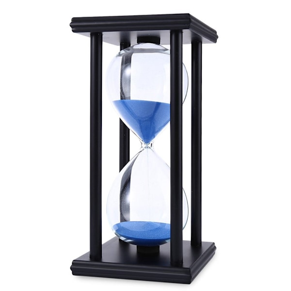 60 Minutters Timeglas Sand Timer Retro Home Decor med 4 sorte trærammer Black