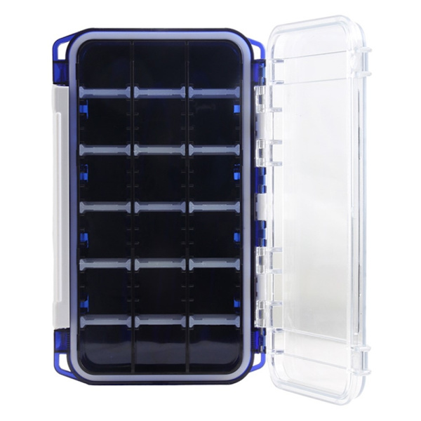 17,5x10,5x4cm oppbevaringsboks for fiskeutstyr fiskekrok agn Dobbeltsidig Blue