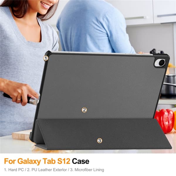 Tabletcover med støtteben til Samsung Galaxy Tab S12+ Grey