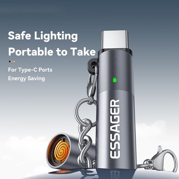 ESSAGER USB-C cigarettändare tändare automatisk avstängning Silver