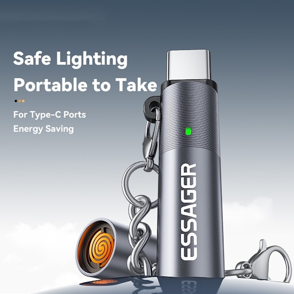 ESSAGER USB-C sigarettenner automatisk avstengning Silver