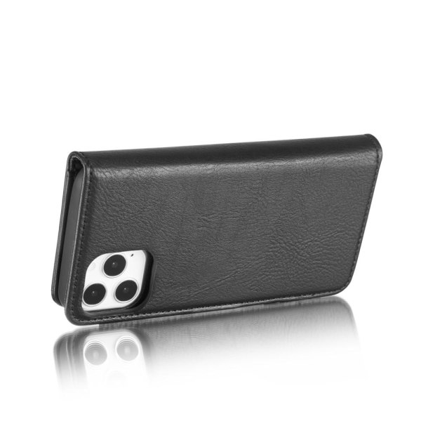 DG.MING iPhone 12 / 12 Pro Split Läder Plånboksfodral - Svart Svart