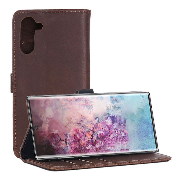Samsung Galaxy Note 10 Retro Lommebok - deksel - Kaffe Brown