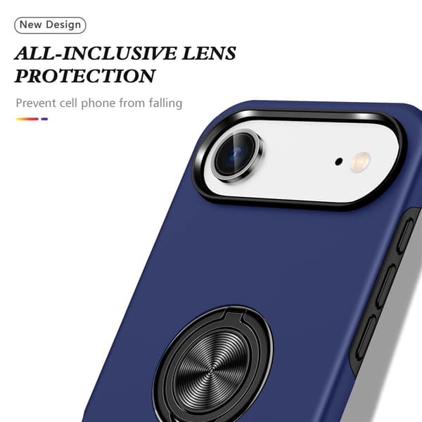 Til iPhone Air Finger Ring Kickstand Hybrid Taske Blue