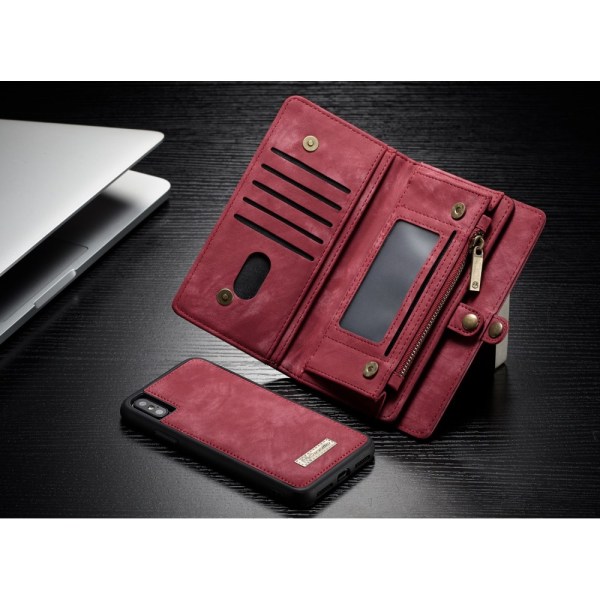 CASEME Aftageligt 2-i-1 Multi-slot cover til iPhone X / XS - Rød Red