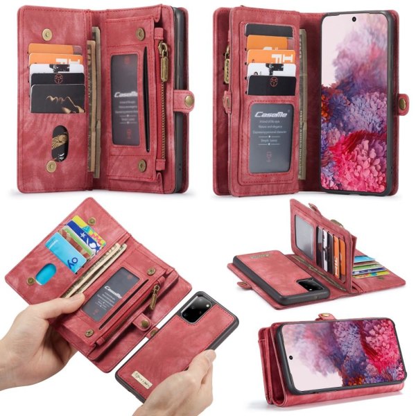 CASEME Samsung Galaxy S20 Plus Retro läder plånboksfodral - Röd Röd