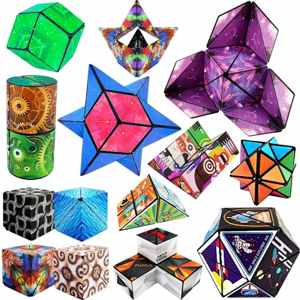 Fidget 6x6x6cm 3D magneettikuution muuttava taikakuution palapeli Multicolor