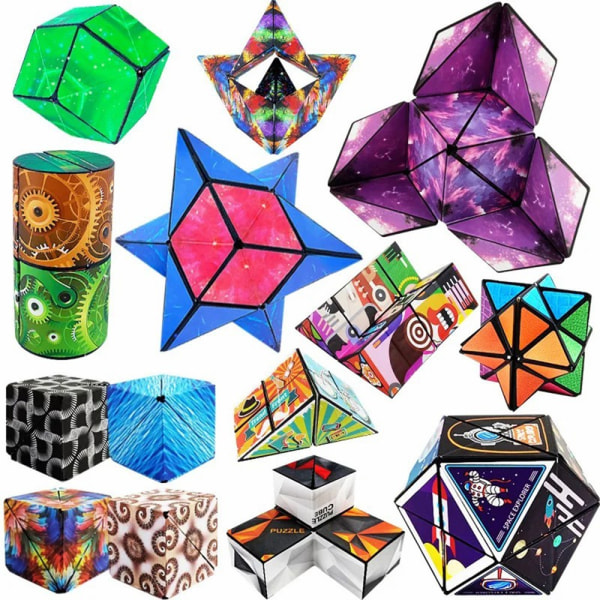 Fidget 6x6x6cm 3D magnetisk kube skiftende magisk terningpuslespill Multicolor