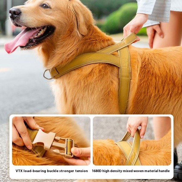 Taktisk sele med håndtak for hundetrening og turgåing, størrelse XL Black
