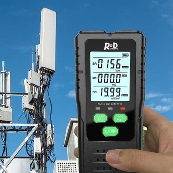 EMF-detektor 3 i 1 elektrisk magnetisk RF-strålingsmåler EF MF-frekvensmåler Black