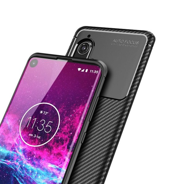 Carbon Fiber Anti-drop Soft TPU Case for Motorola Edge+ - Black Black
