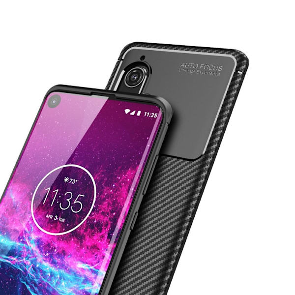 Motorola Edge+ Karbonfiber Cover - Sort Black