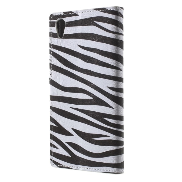 Sony Xperia Z5 Wallet Case Zebra Stripes Black