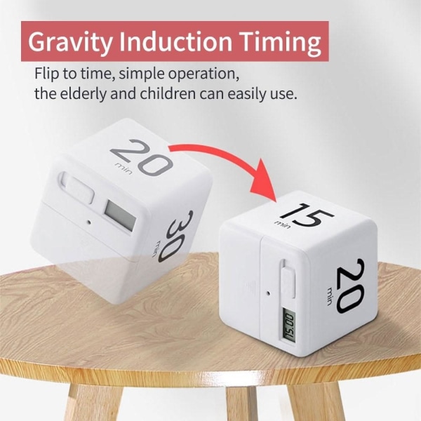 Timer Digital Display Timer Countdown Alarm 15-20-30-60 Minutes White