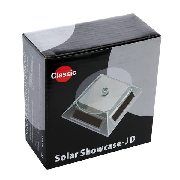 Sol - og batteridrevet skjermstativ Roterende platespiller White