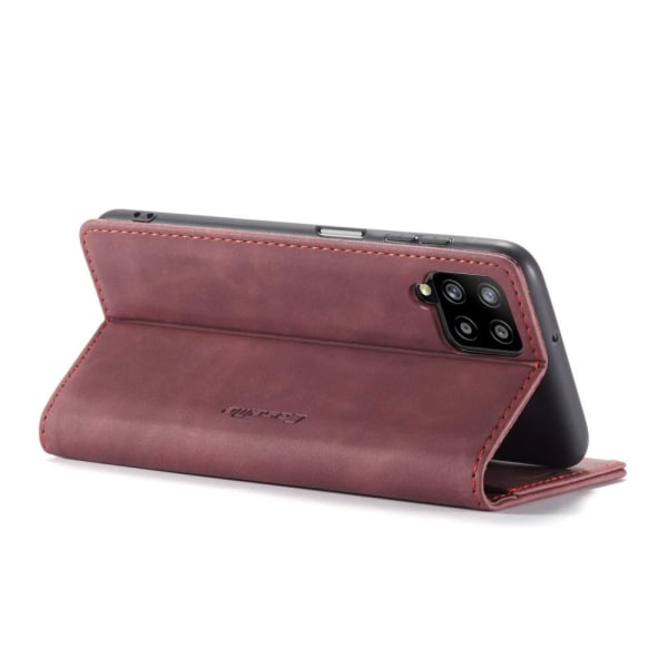 CASEME Retro Wallet Case for Samsung Galaxy A12 - Wine Red Red