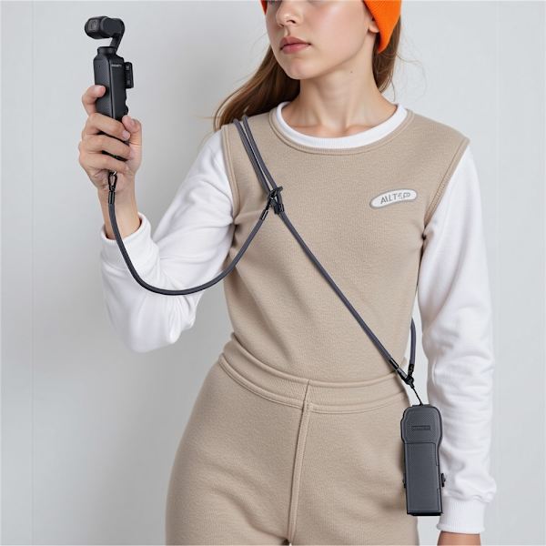 Deksel til DJI Osmo Pocket 3 med magnetisk lukking og oppbevaring + håndstropp - grå Black