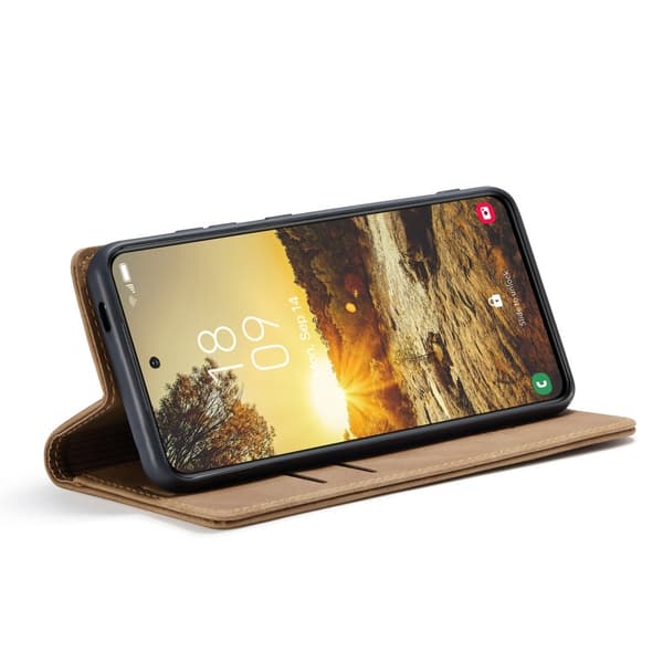 CASEME Retro Lompakkokotelo Samsung Galaxy S24 FE Brown