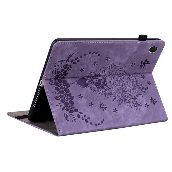 Til Samsung Galaxy Tab A11 Deksel Med Roseblomst Preging - Lilla Purple