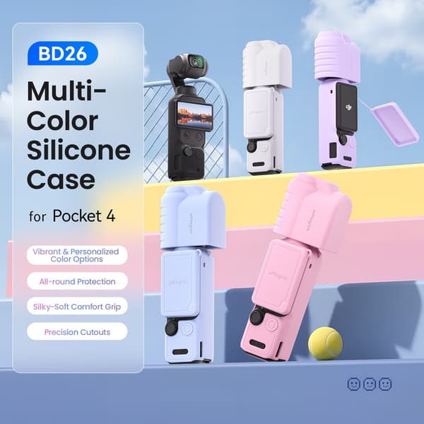 Etui til DJI Osmo Pocket 4 beskyttelsesetui full kroppsbeskyttelse støtsikkert silikonetui Black