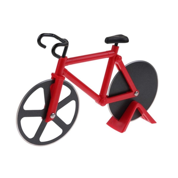 Rustfrit stål cykelform pizzaskærer køkkenværktøj - rød Red