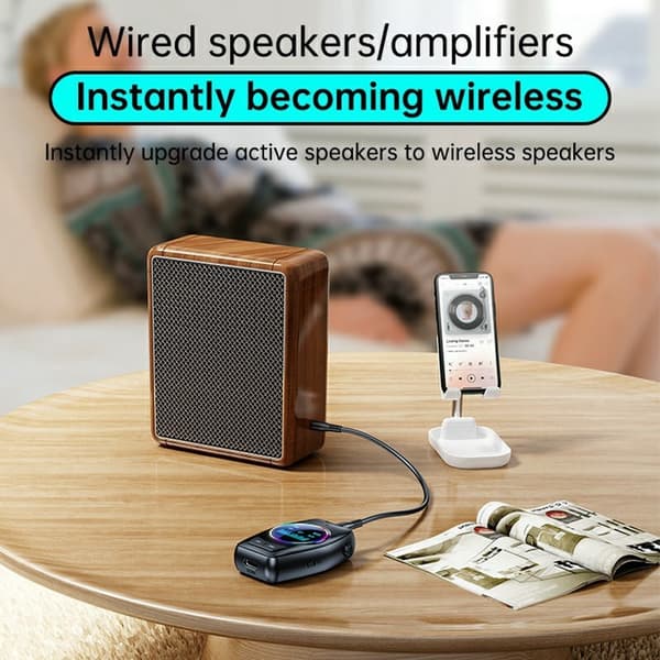 Bluetooth 5.4 lydmottaker/sender 2-i-1-adapter for trådløs lydstrømming Black