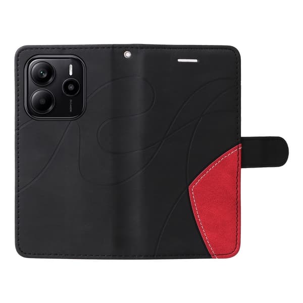 Til Xiaomi Redmi Note 14 4G KT-serie-1 dobbeltfarve tegnebog Black