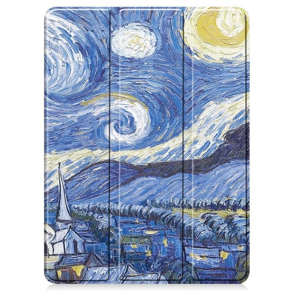 Til iPad Pro 11 (2024) Etui Tre - fold Stativ Tablet Cover med Pen Holder - Painting Multicolor
