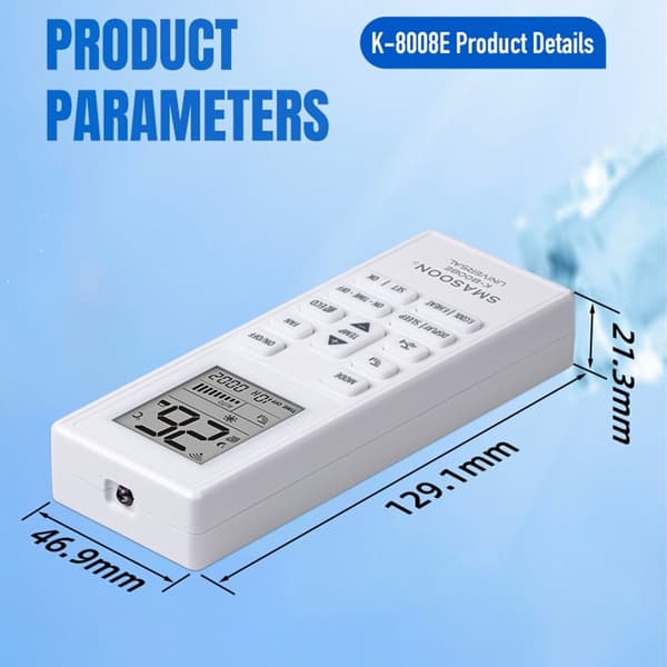 Fjernkontroll SMASOON erstatning K-8008E for klimaanlegg AC White