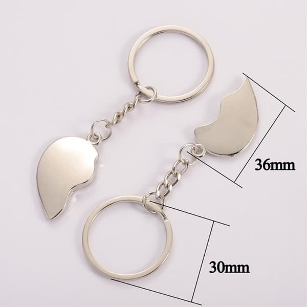 1 pair of love keychains Key ring Valentines Broken heart Hearts Silver