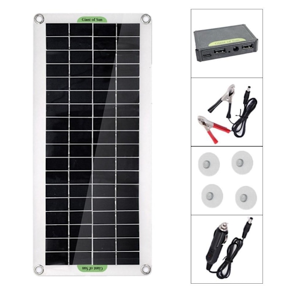 30W bærbart solpanel solopladningsregulator til bilbådcamping Black