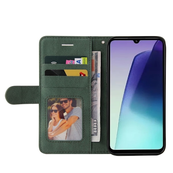 Til Xiaomi Redmi 14C KT-serie-1 dobbeltfarve tegnebog Green