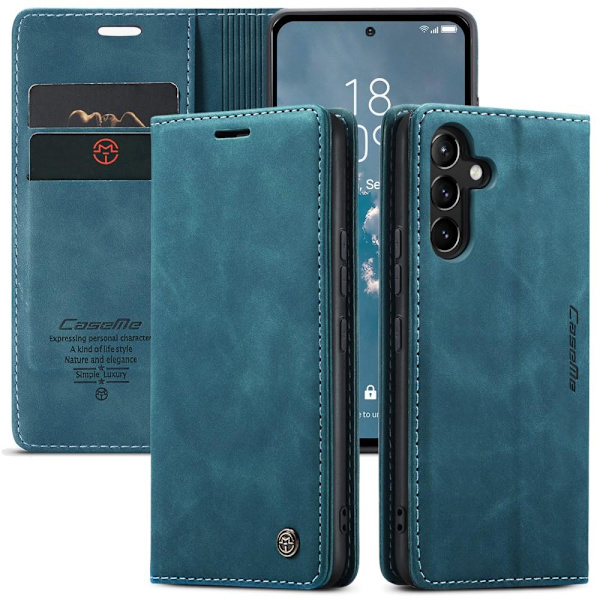 CASEME Retro Lompakkokotelo Samsung Galaxy A54 - Sininen Blue