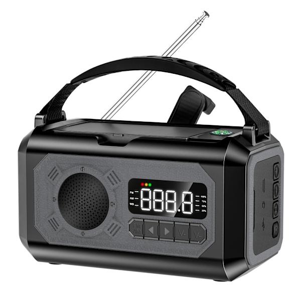 käsikampi Radio 12000mAh Power Bank Akku taskulamppu Aurinkolataus Black