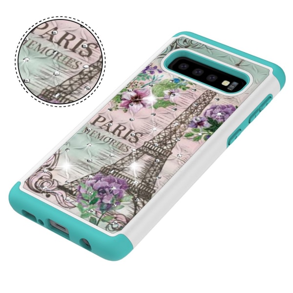Samsung Galaxy S10 TPU-Skal Armor Extra Tåligt - Eiffel Tower and Flower Svart