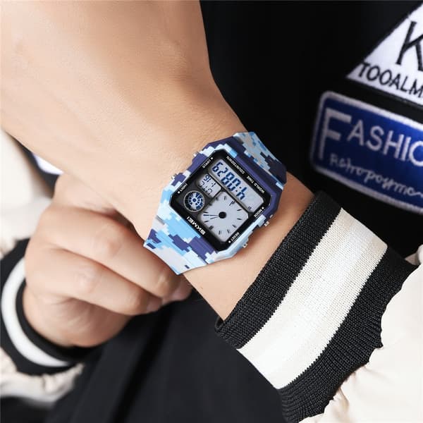 SKMEI Digital Elektronisk Armbåndsur Ur Baggrundsbelysning - Blå Camo Blue