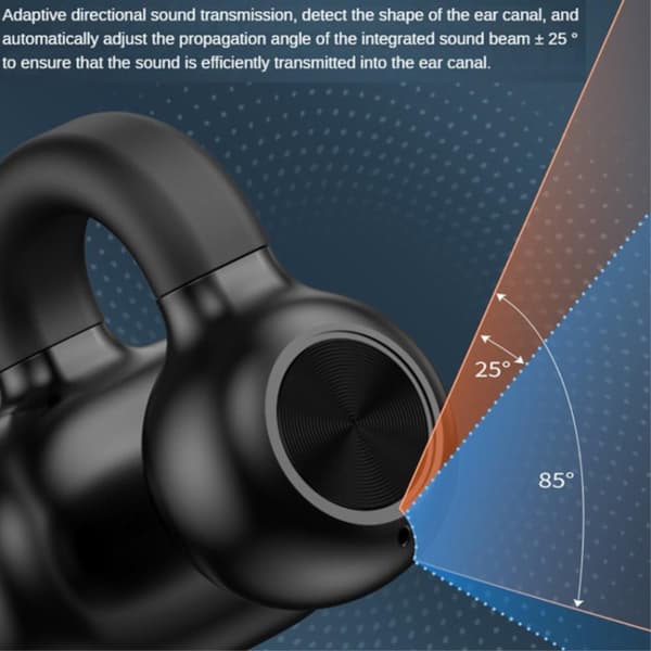 Clip - On Ear Bluetooth 5.3 Hodesett Støyreduserende Trådløs Hodetelefon Black