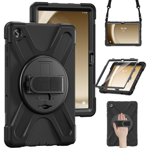 Samsung Galaxy Tab A9+ Heavy Duty Armor skal med axelrem Svart