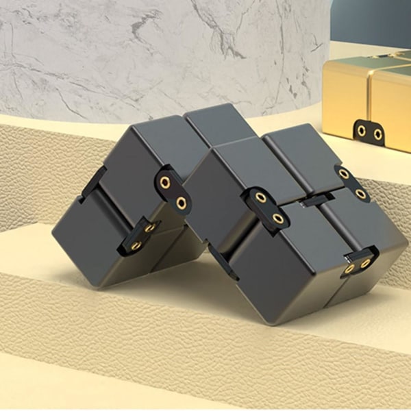 Fidget Toy Infinite Cube Stress Relief Flip Block - Musta-Ruusu Pink