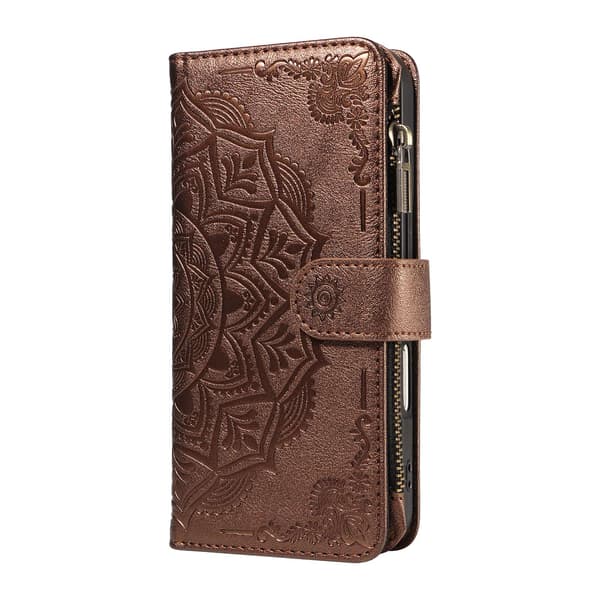 Mandala-präglat Plånboksfodral med Handledsrem till Sony Xperia 1 VIII Brun