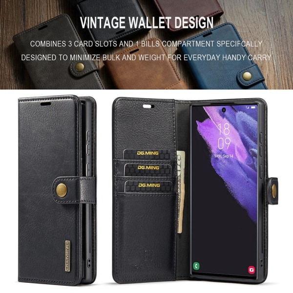 Samsung Galaxy S22 Ultra DG.MING 2 i 1 Plånboksfodral Svart