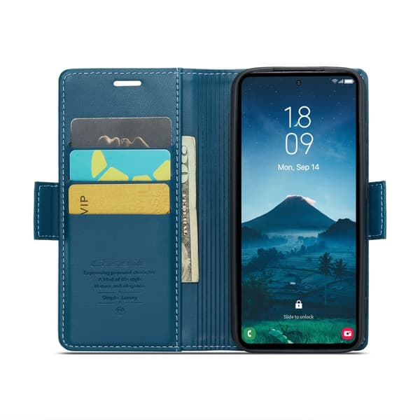 CASEME Retro Lompakkokotelo Samsung Galaxy S25 Blue